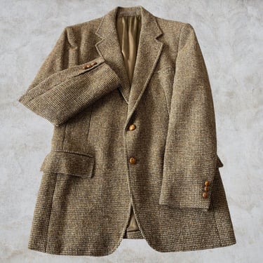 Vintage Harris Tweed Donegal Wool Sport Coat Jacket 60s 70s Dark Academia 40R 