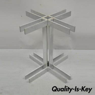 Vintage Mid Century Modern Aluminum Metal Geometric Pedestal Table Base - No top