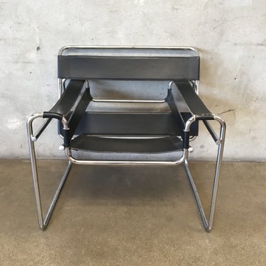 Vintage Leather & Chrome Wassily Style Lounge Chair