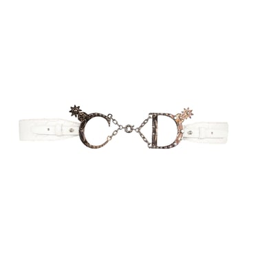 Dior White Snakeskin Logo Buckle Belt