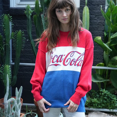 Coca Cola 1980's Deadstock Sweater / Gender Neutral Jumper / Knit Top Pullover / Winter Coke Top 