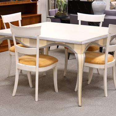 Roche Bobois Custom Square Dining Table With Four Dining Chairs