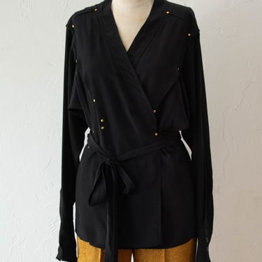 Vintage Isabel Marant Black Wrap Top with Brass Detailing M