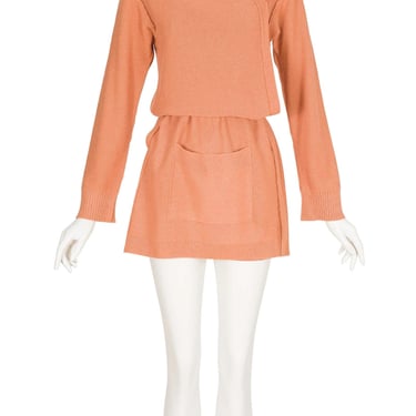 Sonia Rykiel 1970s Vintage Burnt Orange Wool Knit Convertible Sweater Sz XS S 