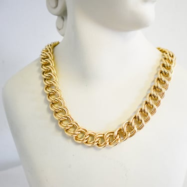 Vintage Givenchy Gold Metal Chain Link Necklace 