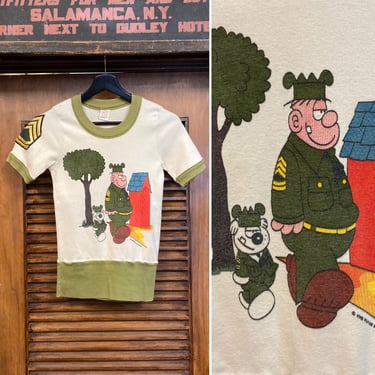 Vintage 1960’s “Beetle Bailey” Sarge Comic Short Sleeve Pop Art Sweatshirt, 60’s Shirt, Vintage Sweatshirt, Sunday Comics, Vintage Clothing 