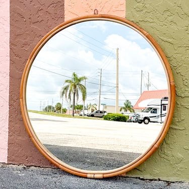 Large Round Rattan Mirror
