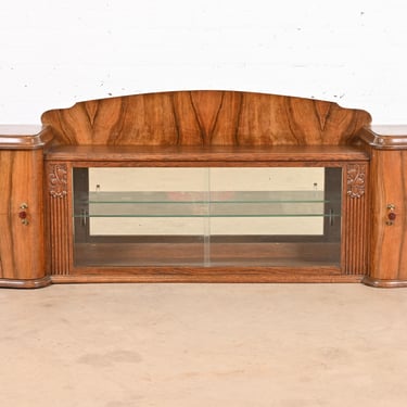 Antique French Art Deco Burl Wood Counter Top Bar Cabinet, Circa 1930s