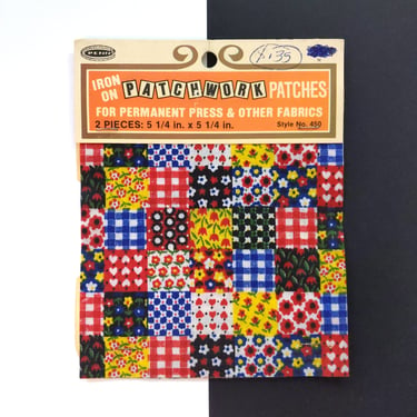 Vintage Iconic 70s Colorful Patchwork Patterned Iron-on Transfer Patches 