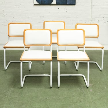 Italian Birch and White Dining Chairs set of five