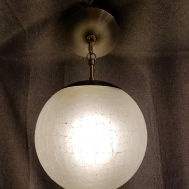 Vintage MCM Mo Light Crackle Glass Pendant Light