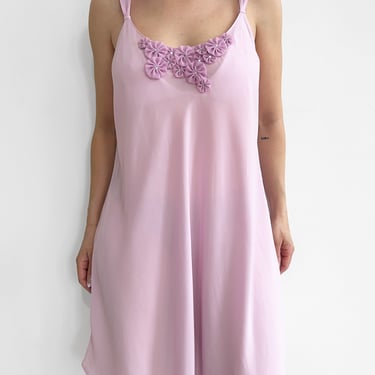 Lilac Sheer Floral Detail Slip Dress