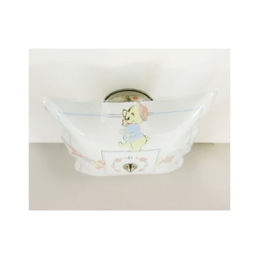 Mid Century Nursery Ceiling Light Shade with Newly Built Polished Nickel Fixture - Semi Flush Ceiling Light - 11.5