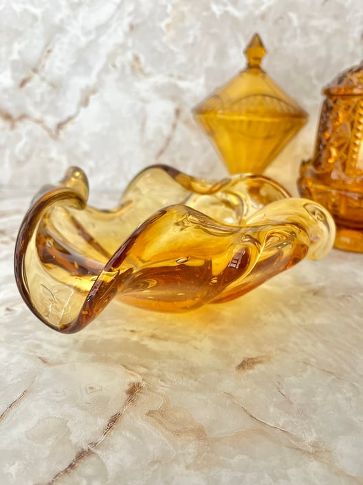 MURANO Golden Amber outlet Art Glass 15” Diameter Centerpiece Bowl Limited Edition