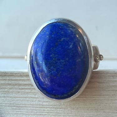 Studded Bronze Band - Lapis - Size 9