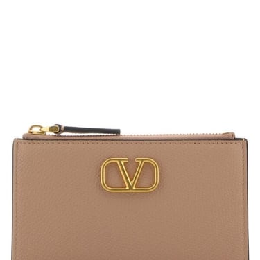 Valentino Garavani Women Powder Pink Leather Card Holder