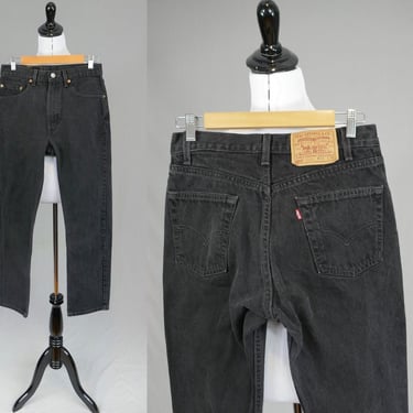 80s 90s Men's Black Levi's 505 Jeans - 29" or snug 30" waist - Regular Fit Straight Leg - Vintage 1980s 1990s - 30.5" inseam 