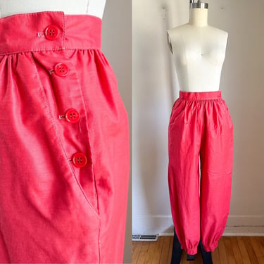 Red Rockies Pants Cotton Trousers High Waisted Trousers 80s