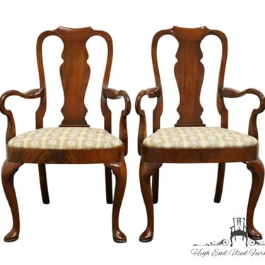Set of 2 HICKORY CHAIR Solid Mahogany Traditional Style Splat Back Dining Arm Chairs 