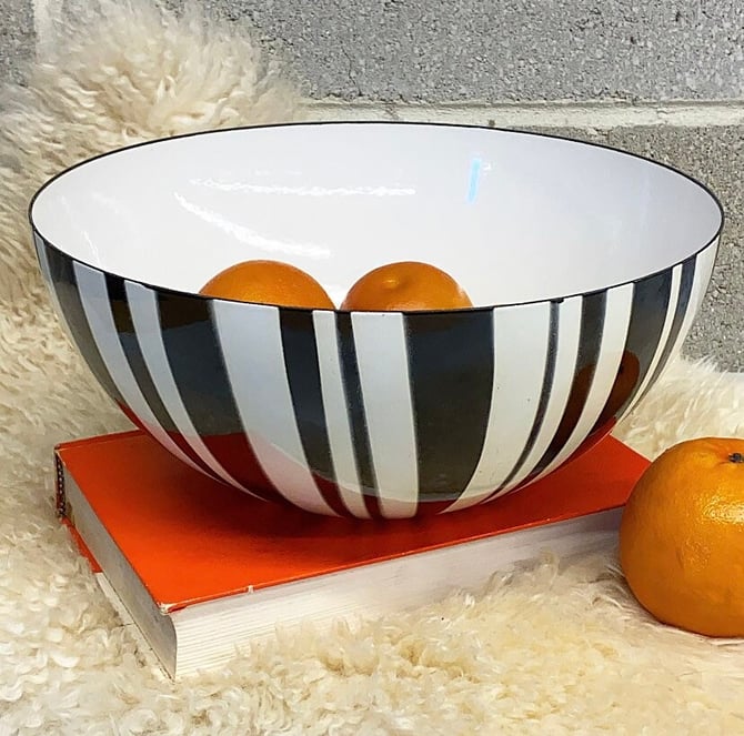 Vintage Cathrine Holm offers Enameled Orange Striped Bowl