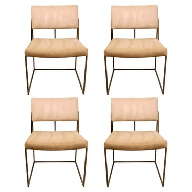 Mid Century Modern Set of 4 Milo Baughman Chrome Side Dining Chairs 