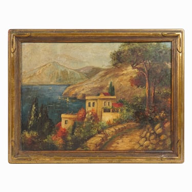 Mid Century Oil Painting on Canvas Landscape Vintage 