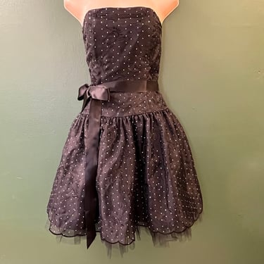 Gunne Sax 80s prom dress strapless glittery cocktail dress 1980s poof small 