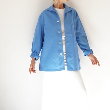 Vintage Piscine Blue Flannel Jacket Shirt | Swedish Workwear Chore Jacket | Pyjama Blouse Overshirt 