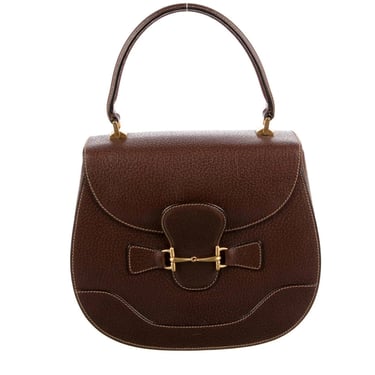 Vintage GUCCI HORSEBIT Brown Leather Handle Satchel Crossbody Top Handle Bag - RARE Style!! 