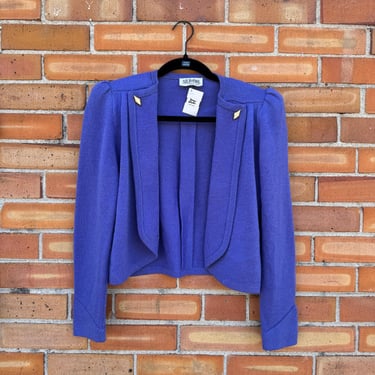 vintage 80s periwinkle blue st. john cropped jacket /  s small 