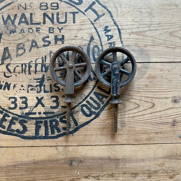 Pair of Cast Iron Pulley Wheels 