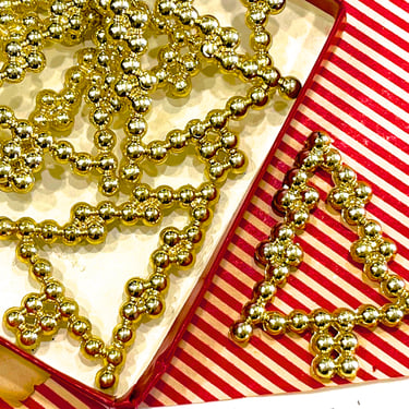 VINTAGE: 13pcs - Gold Metallic Plastic Christmas Trees - Holiday Crafts, Corsage, Picks, Stems, - Tub-400-00034891 