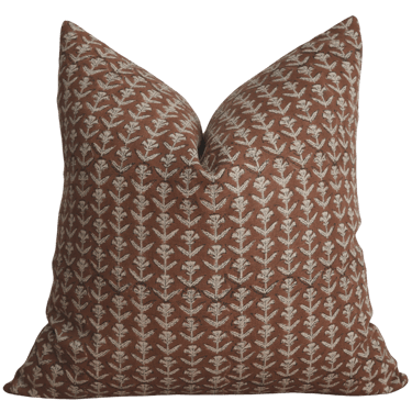 Cinnamon Floral Block Print Pillow Cover