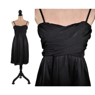 90s Black Spaghetti Strap or Strapless Dress Medium, Empire Waist A Line Midi Party Cocktail Dress, 1990s Clothes Women Vintage 