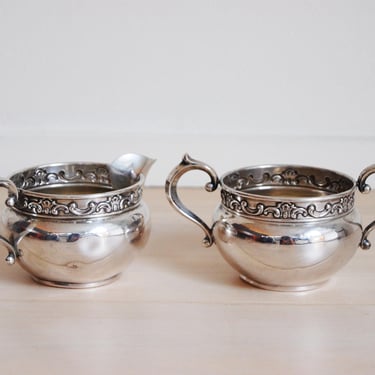 Antique Gorham Strasbourg Sterling Silver Sugar Bowl and Cream Pitcher Set 1132 1133 