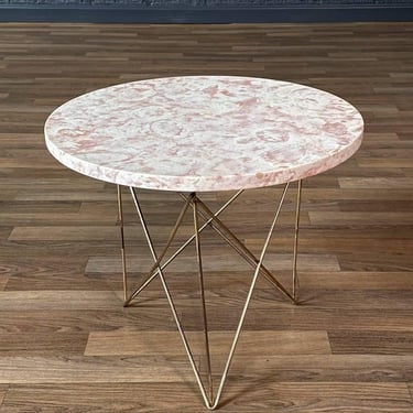 Italian Modern Pink Marble & Brass Side Table by Rene Brancusi, c.1960’s 