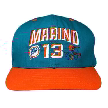 Vintage 90s AJD Miami Dolphins Football Dan Marino #13 Embroidered Made in USA NFL SnapBack Hat Cap 