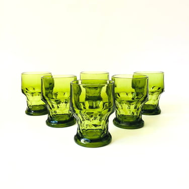 Mid Century Georgian Green Cocktail Glasses - Set of 6 