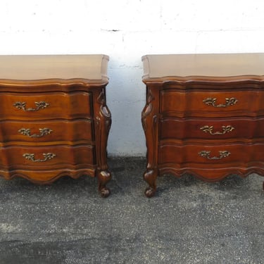 Stanford French Large Solid Cherry Nightstands Bedside End Tables a Pair 3988