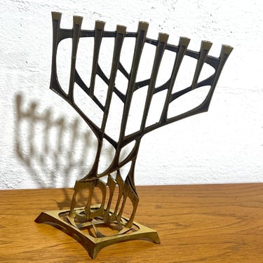 Vintage Handcrafted Metal Hanukkah Menorah By Oppenheim Israel 