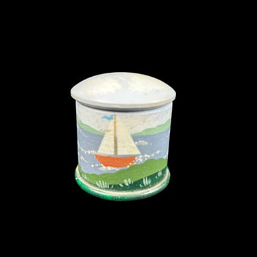 ama/Small Hand Painted Wooden Round Box