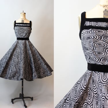 1950s JOHNNYE JUNIOR flocked dress xs | new fall winter 