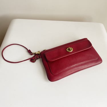 Red Coach Leather Wrist Bag