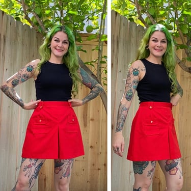 Vintage 1960’s Red Shorts with Gold Buttons 