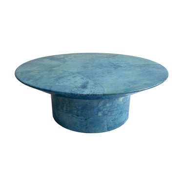 Rare Post Modern Blue Goatskin Coffee Table 