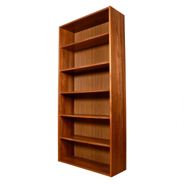 85.5&#8243; Tall Teak Bookcase with Adjustable Shelves