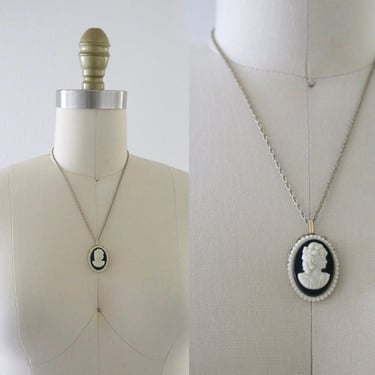 black + white cameo necklace 
