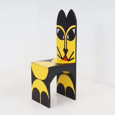 Hand-Painted Cat Chair, 1990s 