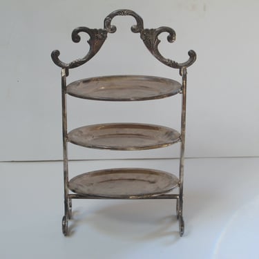 Silver plate 3 tier display stand victorian wedding tray ornate high tea dessert tray pastries tray Silver plate ornate display stand 