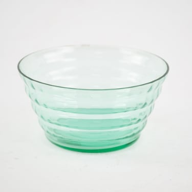 20th Century Sea Green Glass Ribbed Bowl 